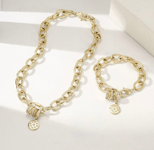 oriana chain necklace and bracelet set
