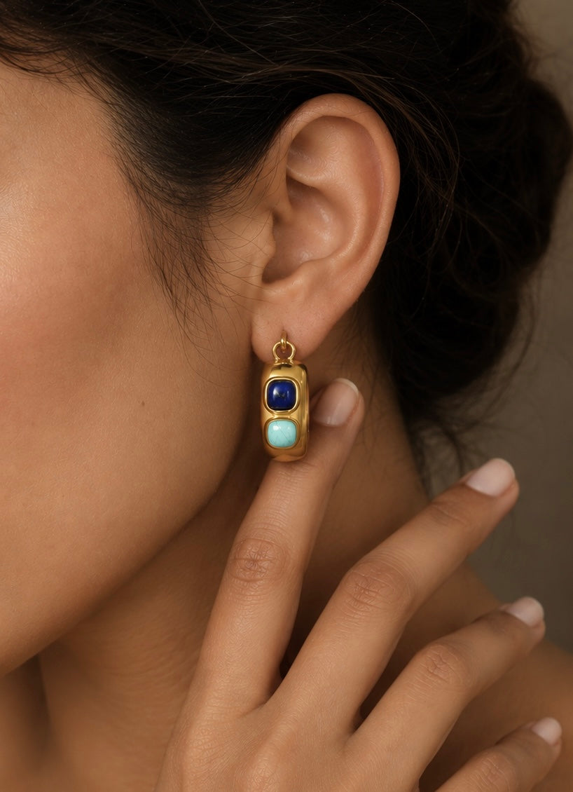 indigo natural stone earrings