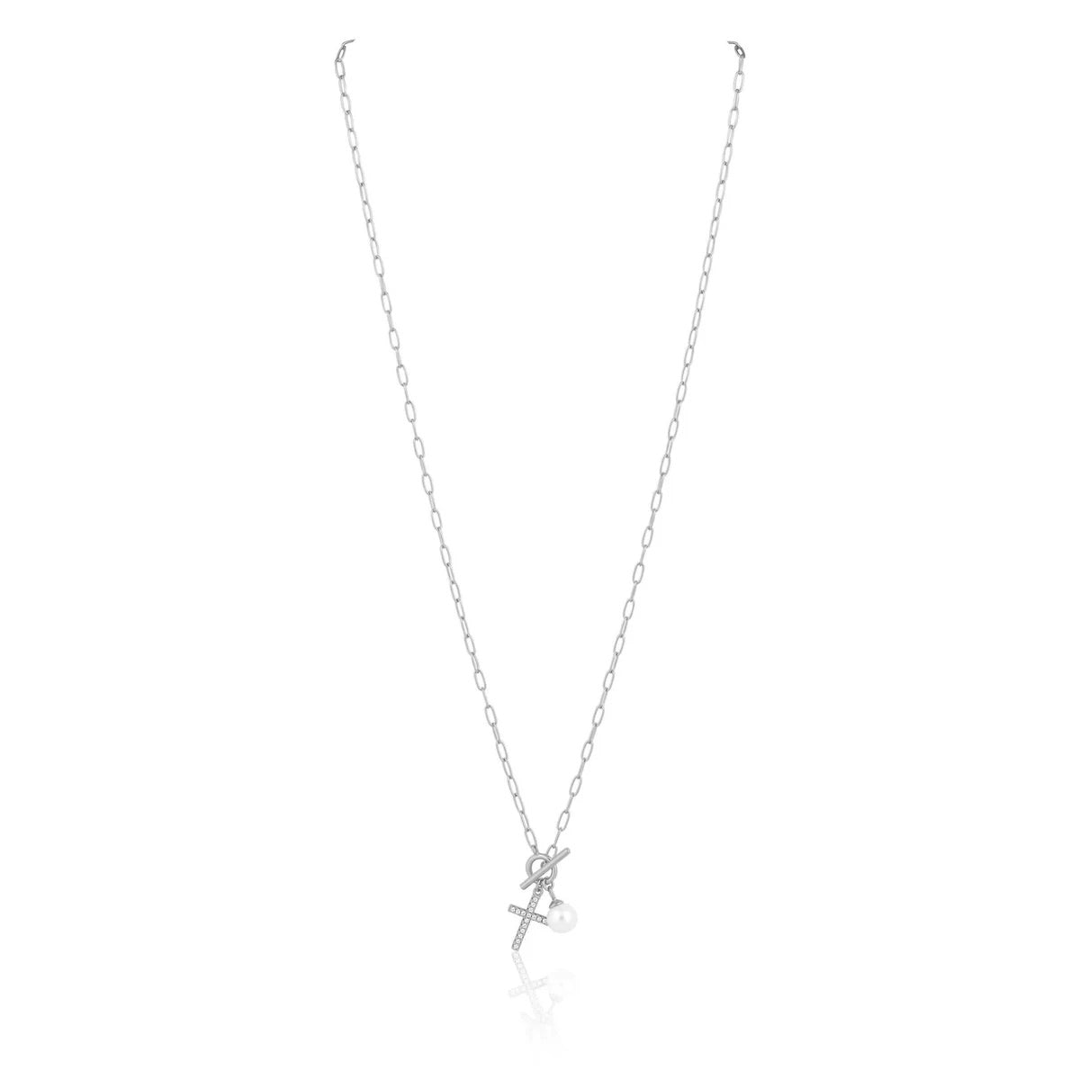 tinsley cross with pearl drop necklace