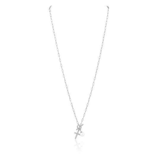 tinsley cross with pearl drop necklace