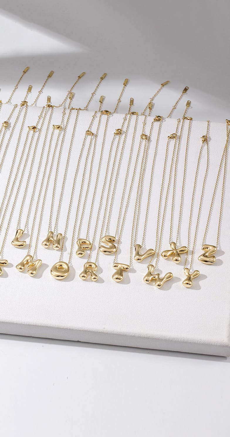 bubble initial necklace