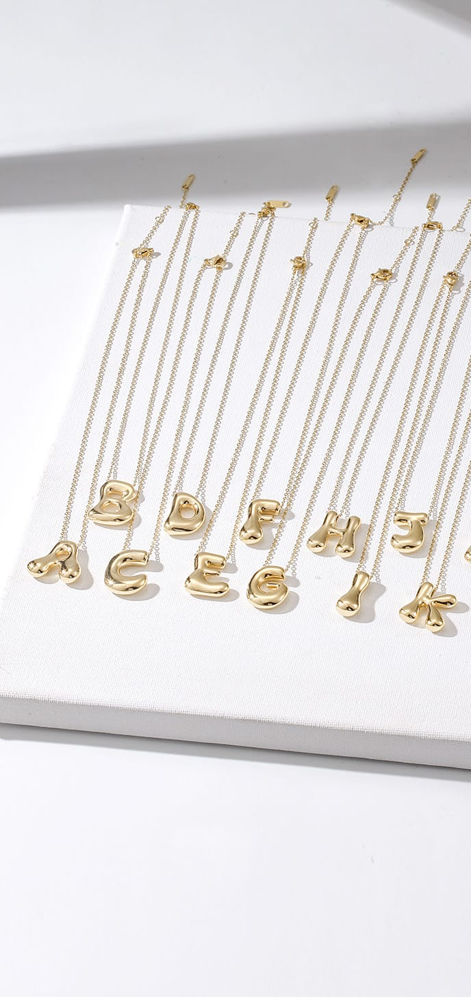 bubble initial necklace