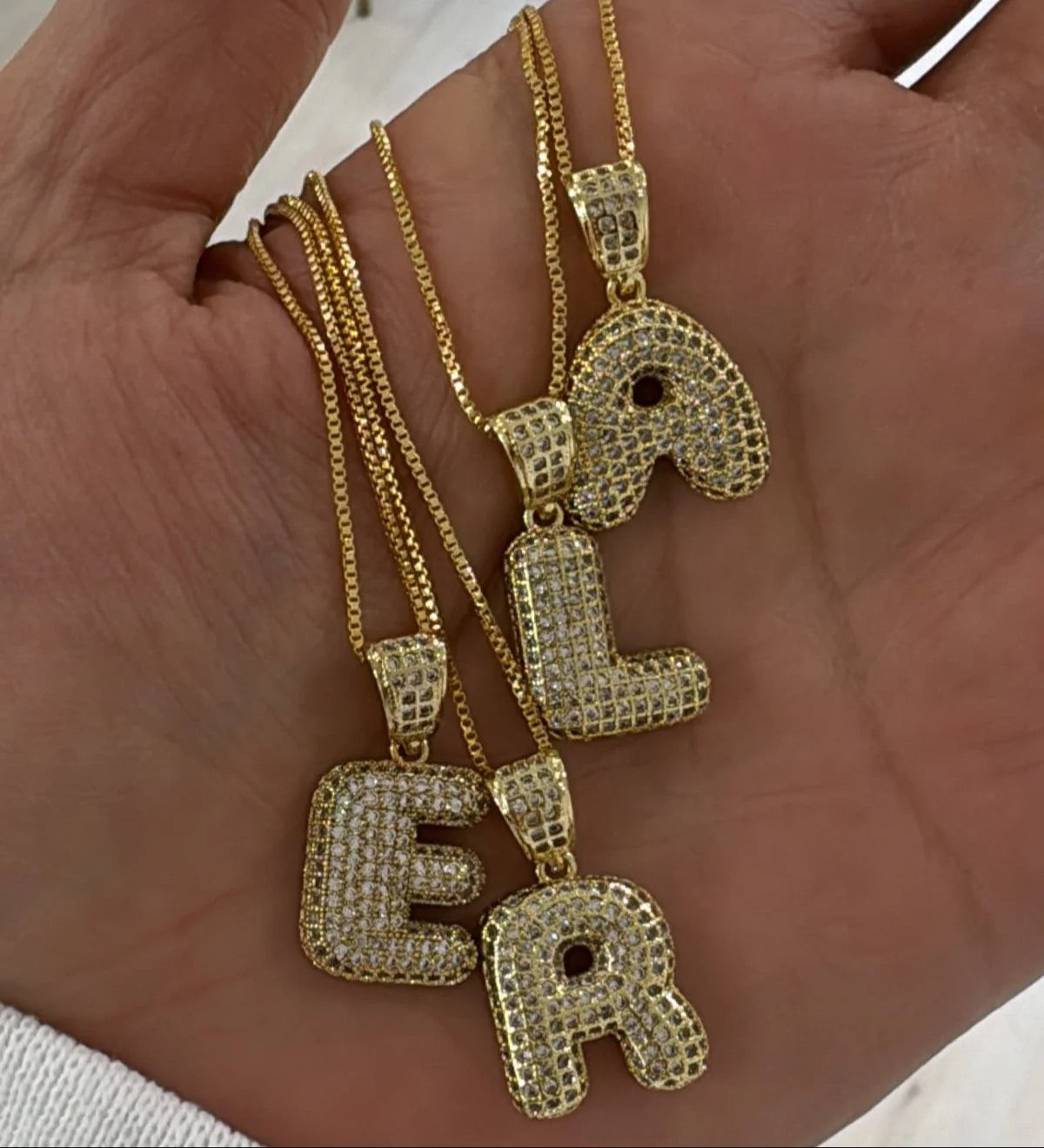 pavé initial necklace