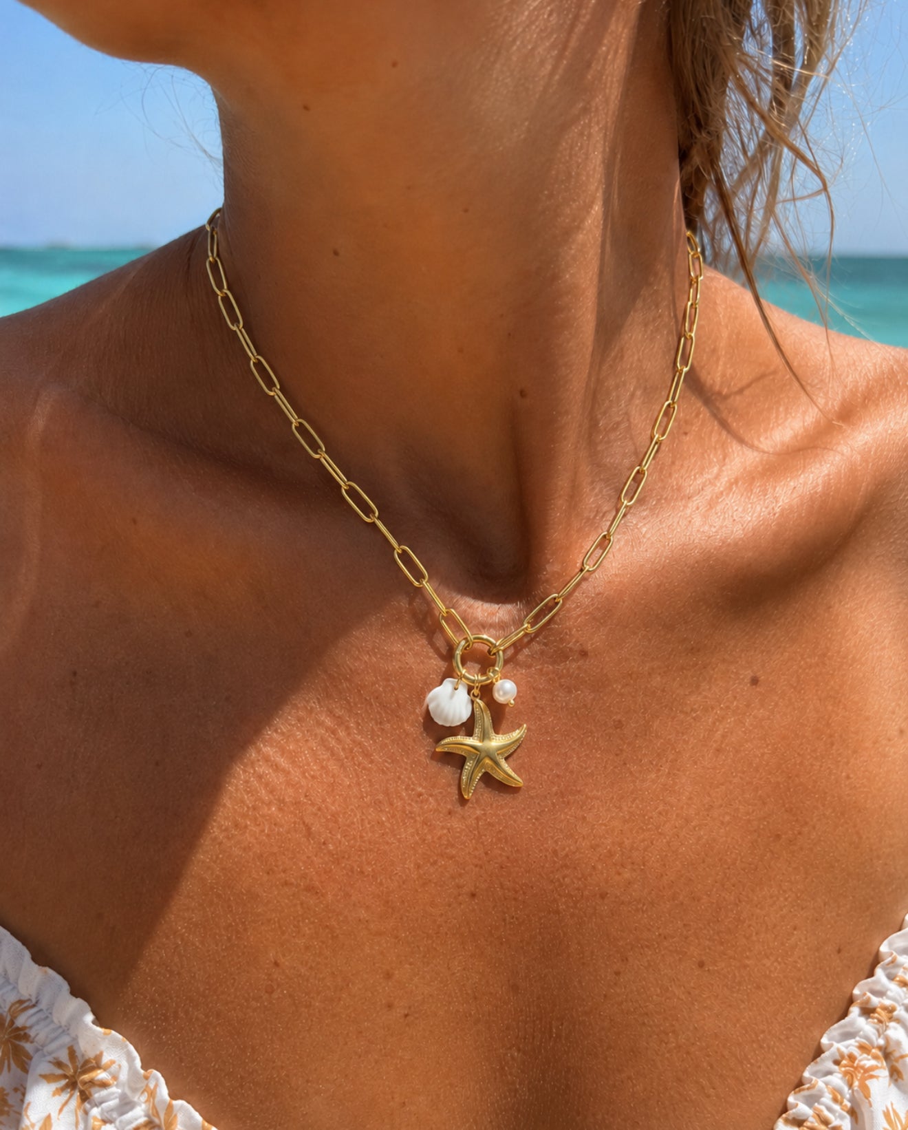 capri starfish charm necklace