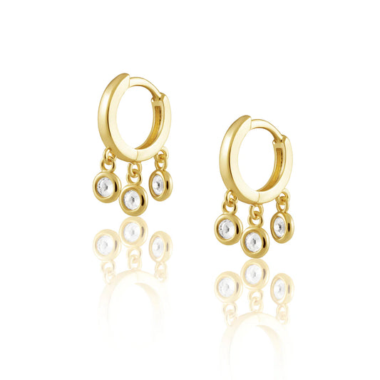 zia dangle huggie hoop earrings