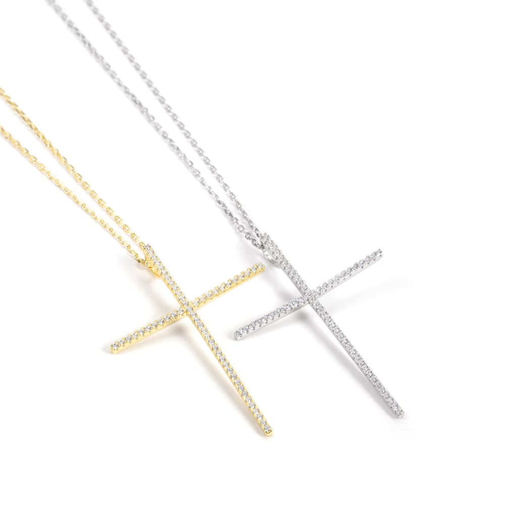 grace pave cross necklace