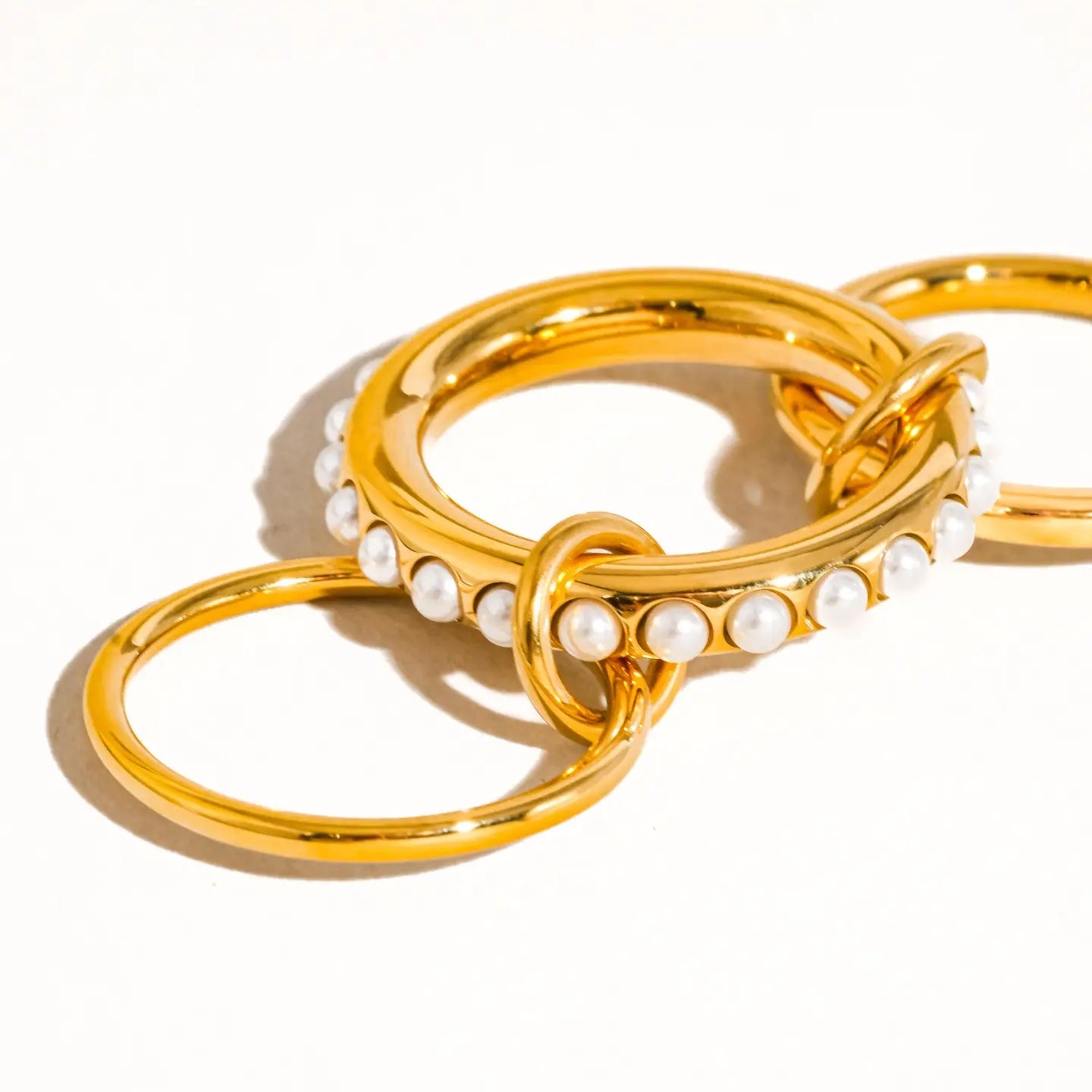 aveline pearl gold stacked ring