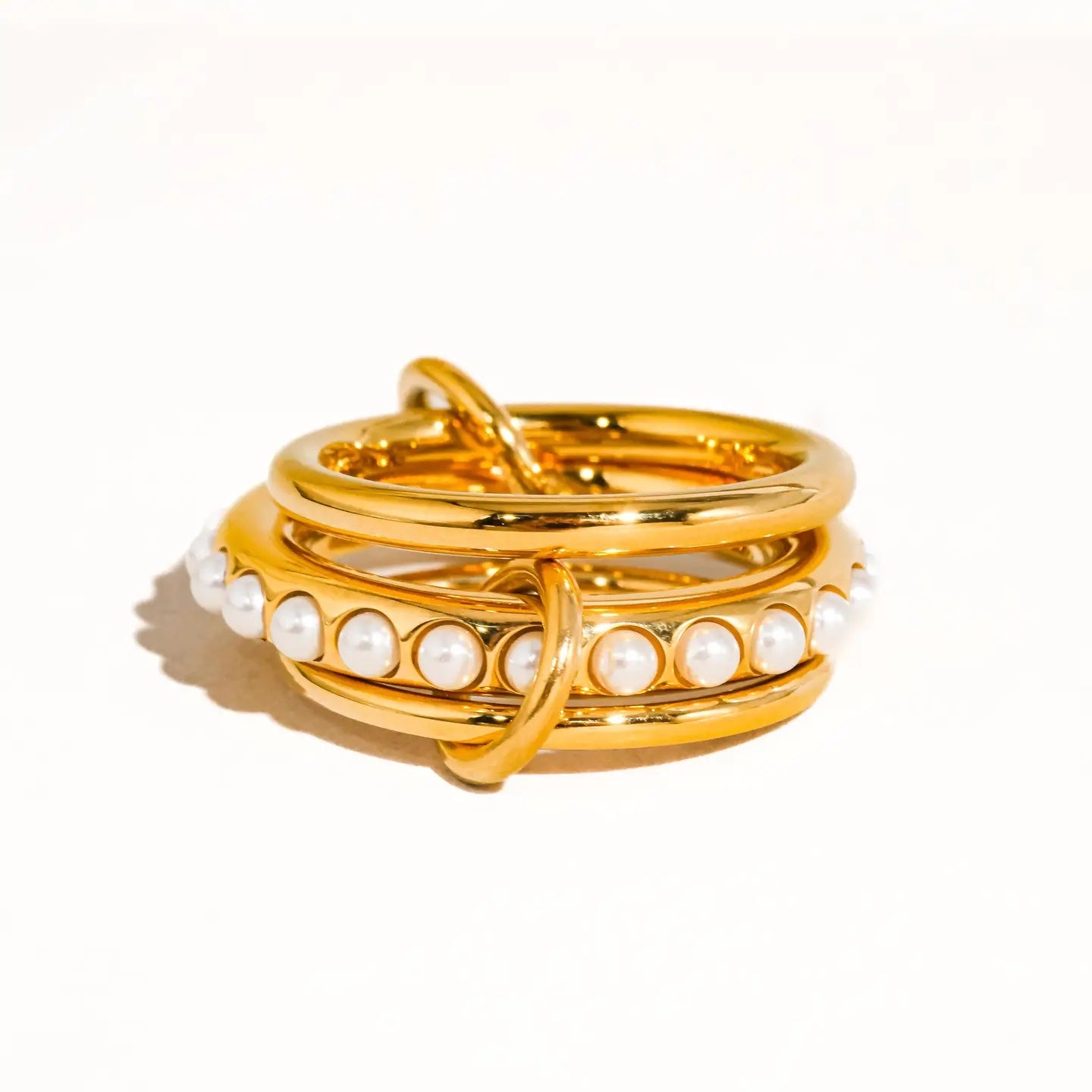 aveline pearl gold stacked ring