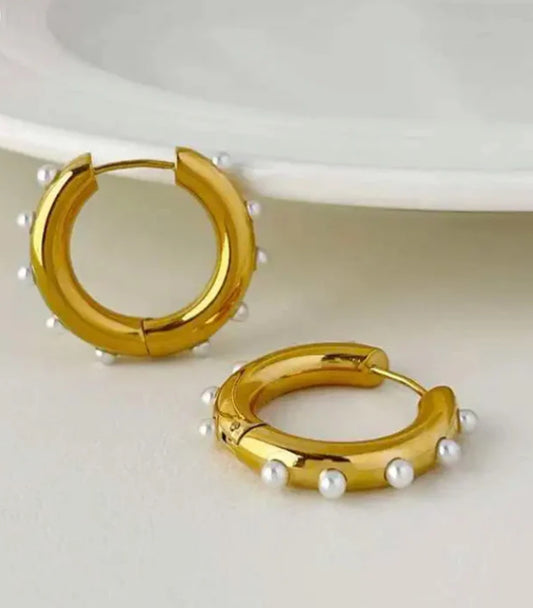 marielle pearl hoop earrings