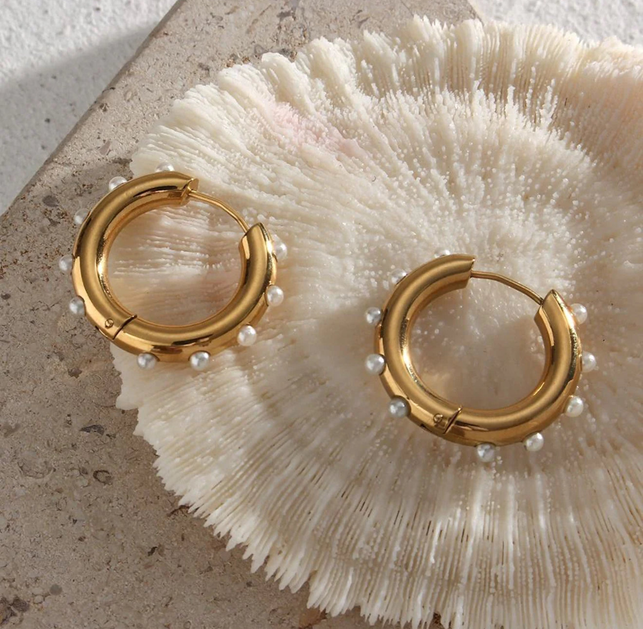 marielle pearl hoop earrings