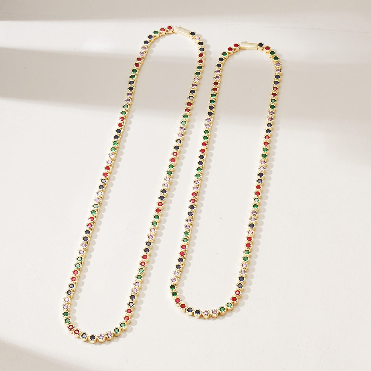 eloise rainbow bezel tennis necklace